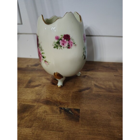 Formalities by Baum Bros Cracked Egg Vase Gold Rim Trinket Dish - Picture 3 of 7